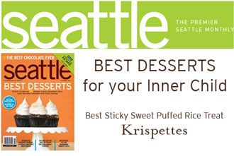 Thank you Seatte! Best Desserts for your Inner Child: Best Sticky Sweet Puffed Rice Treat - Krispettes. 